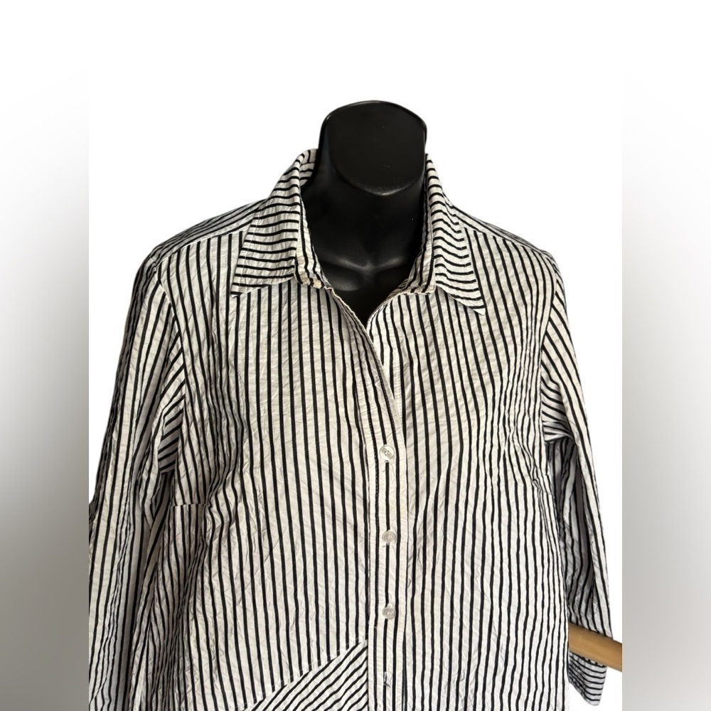 Finley Alex Black and White Striped Shirt Dress sz M cotton mix preloved - Picture 5 of 8